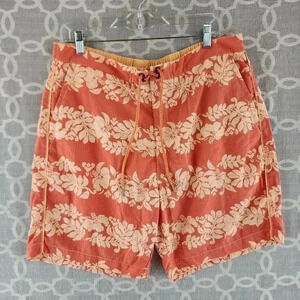 Vintage Tommy Bahama Relax Nylon Floral Orange Swim Trunk Men's L